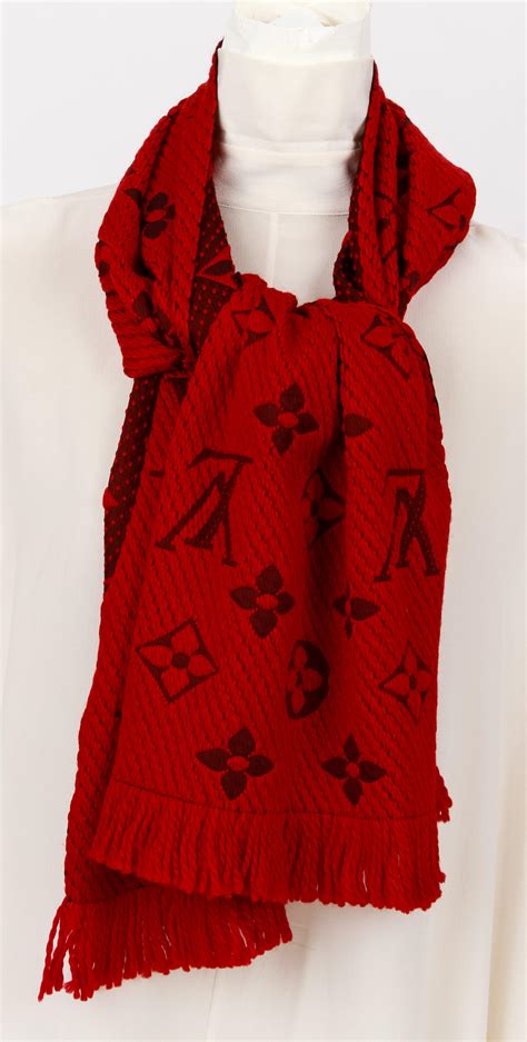 lv logomania scarf red|Lv essential scarf.